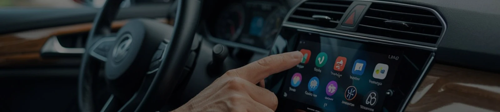 Vozač automobila koristi CarPlay i Android funkcije u vozilu